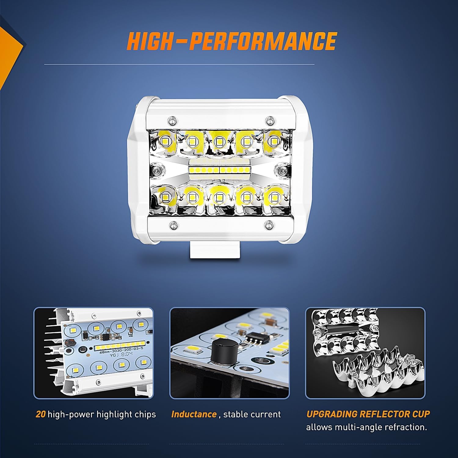 Marine LED Light Pods Navigation Lights 2PCS 4 Inch White Spot Flood Combo Ponton Boat Deck Dock Lighting for Night Fishing T-Top Stern Yacht Port Sailboat Trucks Tractors