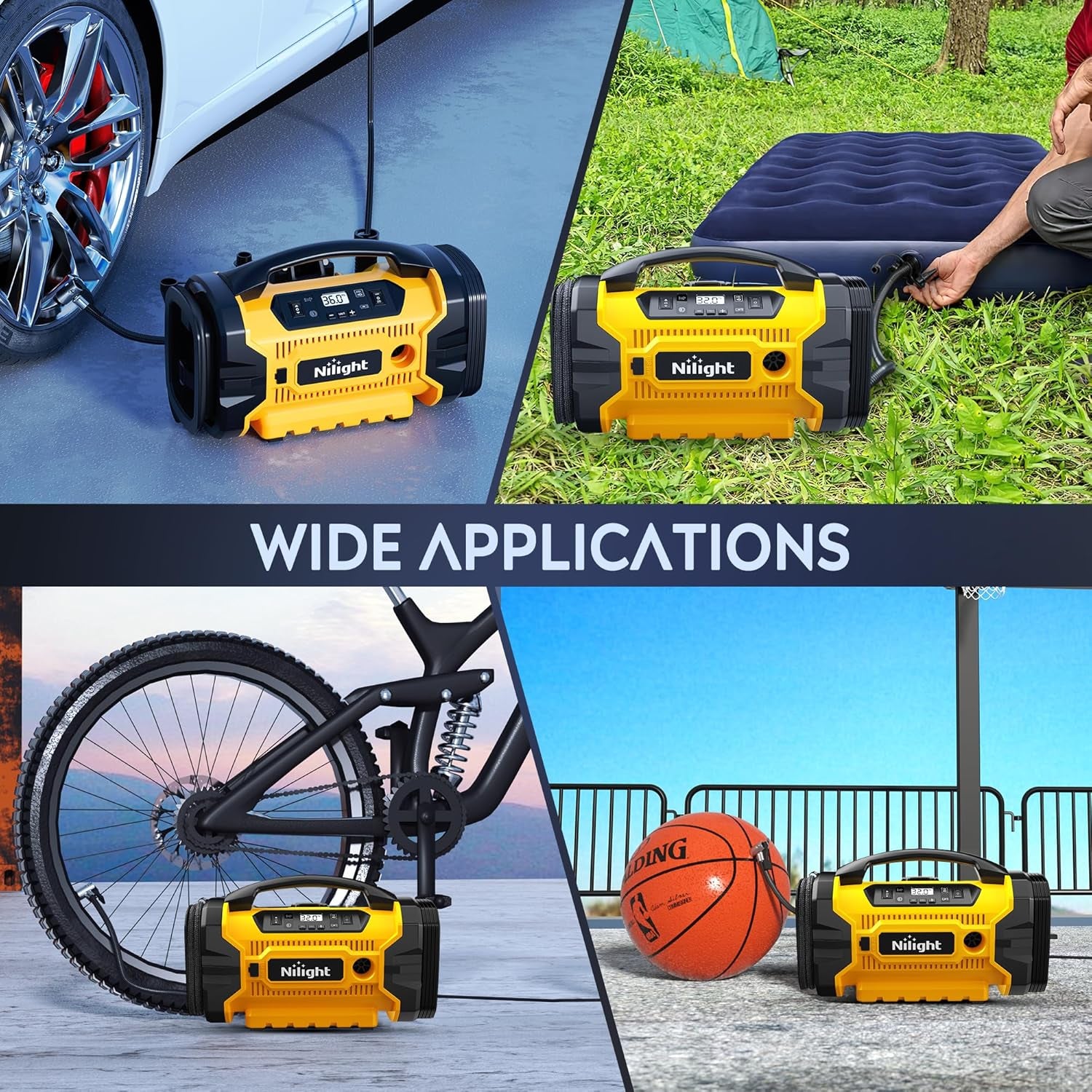 Portable Air Compressor Tire Inflator AC/DC Dual Power Sources Tire Pump 160PSI Dual Motors Fast Inflate Auto Shutoff Air Pump for Cars&Inflatables Inflation/Deflation,2 Yrs Warranty,12 Volts