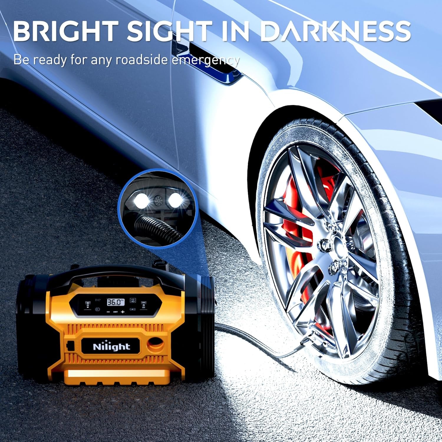 Portable Air Compressor Tire Inflator AC/DC Dual Power Sources Tire Pump 160PSI Dual Motors Fast Inflate Auto Shutoff Air Pump for Cars&Inflatables Inflation/Deflation,2 Yrs Warranty,12 Volts