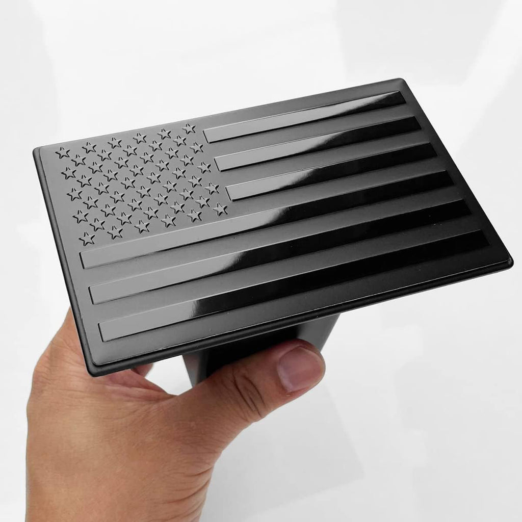 American Flag Trailer Hitch Cover for 2 Inch Receivers（With 5/8-Inch Pin Diameter Trailer Hitch Lock ） (Black)