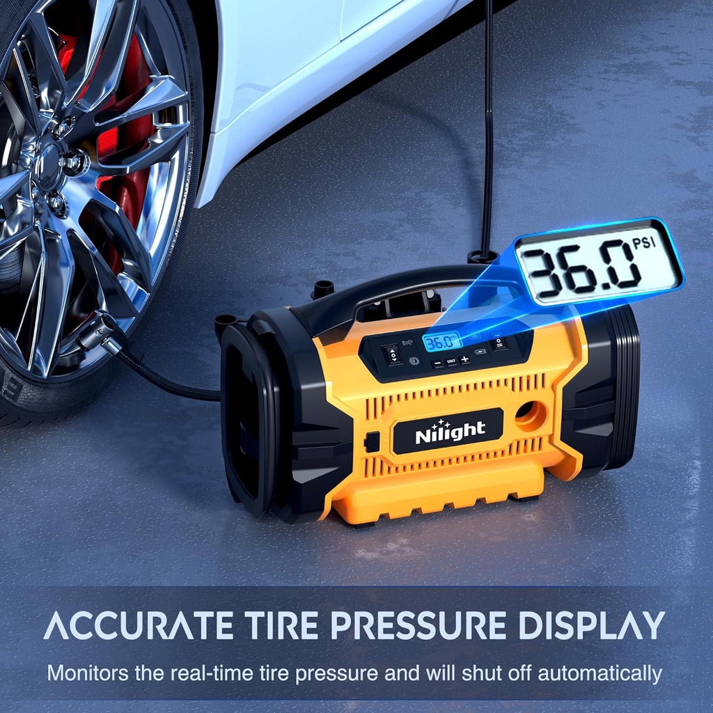 Portable Air Compressor Tire Inflator AC/DC Dual Power Sources Tire Pump 160PSI Dual Motors Fast Inflate Auto Shutoff Air Pump for Cars&Inflatables Inflation/Deflation,2 Yrs Warranty,12 Volts