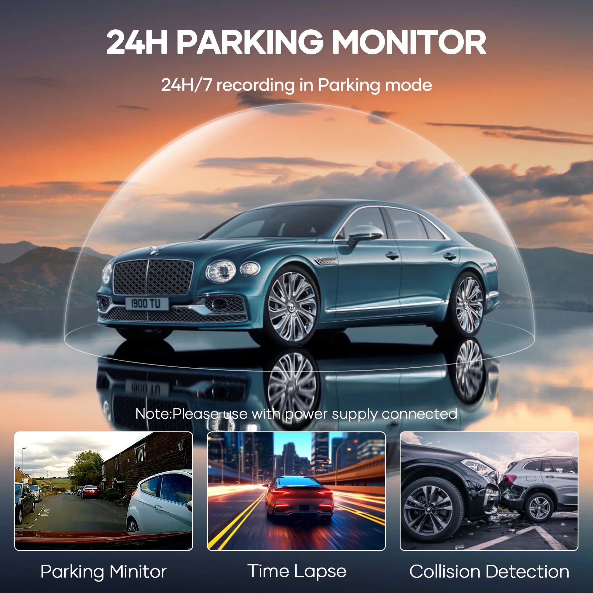 Dash Cam Front, 1080P Full HD Front Dash Camera, 1.5" LCD Screen, 170° Wide Angle, Emergency and Loop Recording, Parking Monitor, Night Vision,G-Sensor, WDR