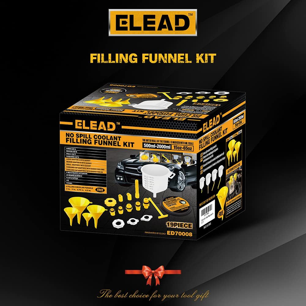 ELEAD 15 PCS No-Spill Coolant Funnel Kit Radiator Funnel Burping Kit Funnels For